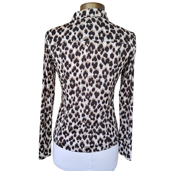 Anatomie Danica Printed Jersey Shirt In Abstract Cheetah Size XS Black Tan - Picture 3 of 12